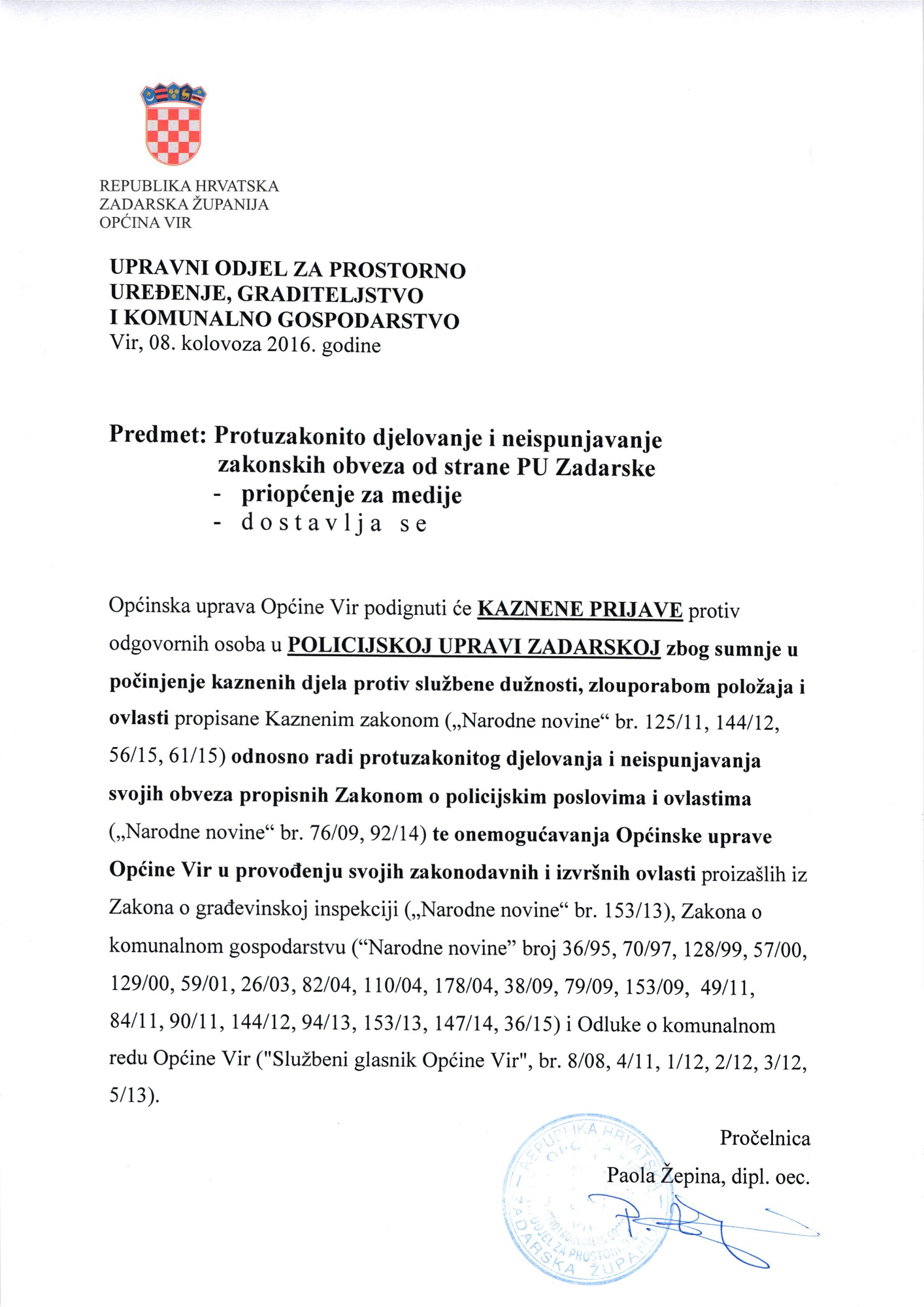 Priopćenje za medije